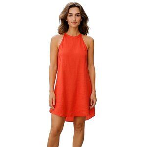 Women's - Sigrid Olsen Orange Linen Sleeveless Dress, Size Small